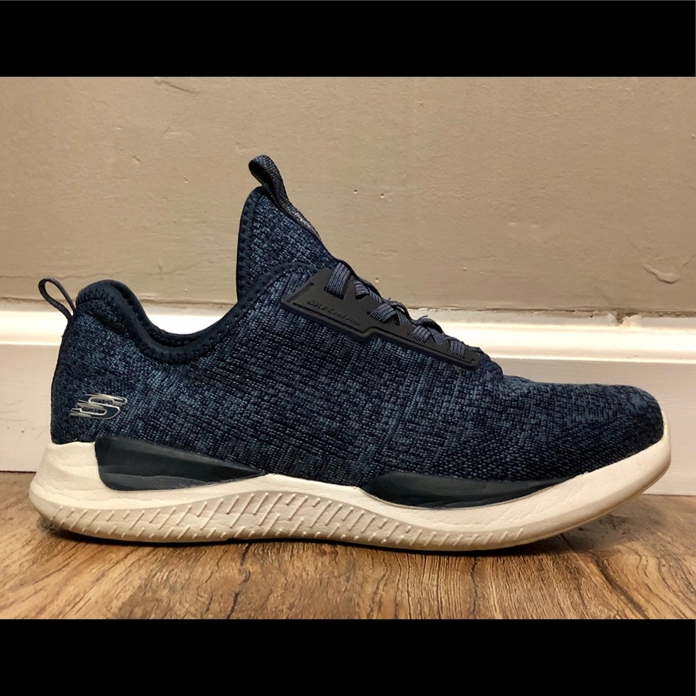 Skechers - marled navy blue, slip-on, memory foam